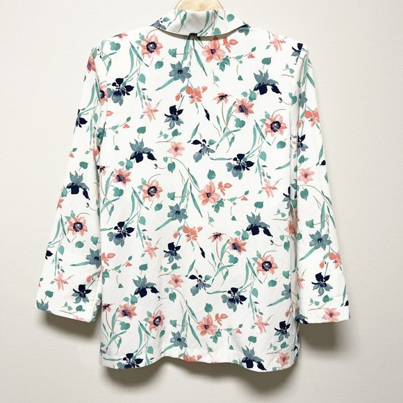 TONI GARMENT Vintage Spring Floral Long Line One Button Blazer White Pin… - Picture 13 of 16
